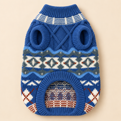 Pet Knit Jumper - Vintage Fair Isle Blue Jumper