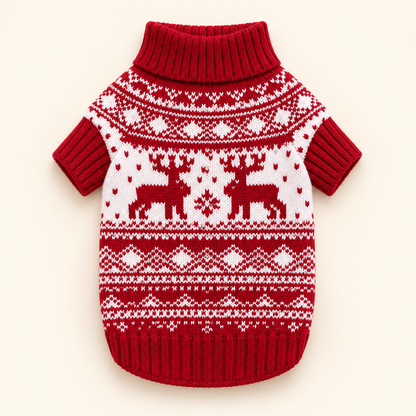 Xmas Pet Jumper - Red Nordic Knit Jumper