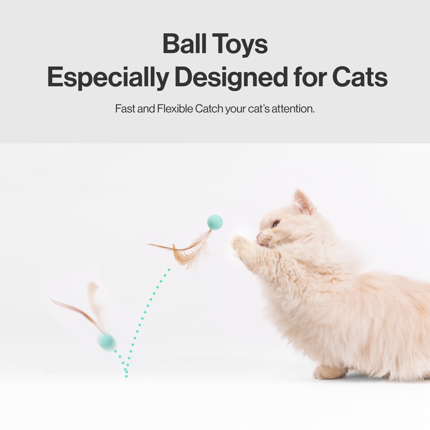 pidan Cat Toy Bouncy Ball & Feather Set (3-Pack)