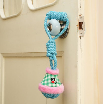 Handheld Lantern Rope Knot Dog Toy (Pink & Green)