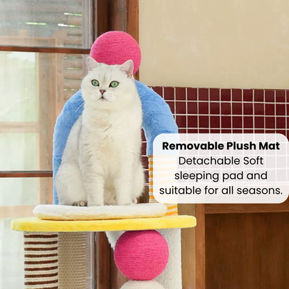 Two-Tier Arch Cat Tree with Balls and Rubbing Pole