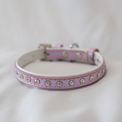 Lavender Sparkle Dog Collar – Pastel Faux Leather with Rhinestones