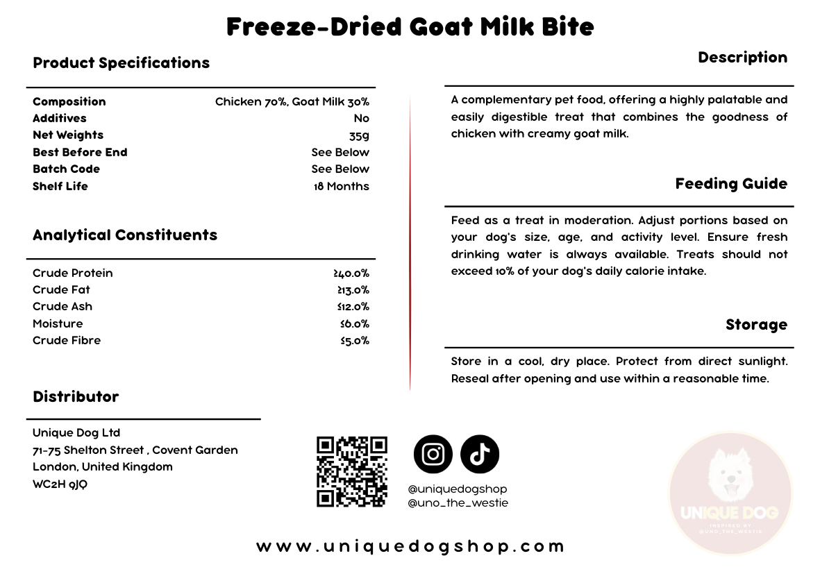 Unique Dog Freeze-Dried Goat Milk Bites