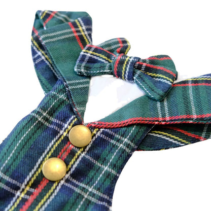 The Cambridge Scholar – Deep Green Tartan Dog Harness