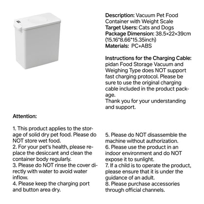 15L Vacuum Pet Food Storage with Scale
