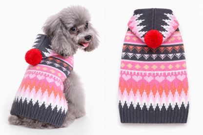 Xmas Pet Jumper - Gradient Pink Pom Pom Jumper