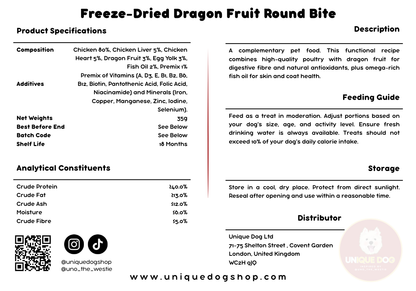 Unique Dog Freeze-Dried Dragon Fruit Round Bites