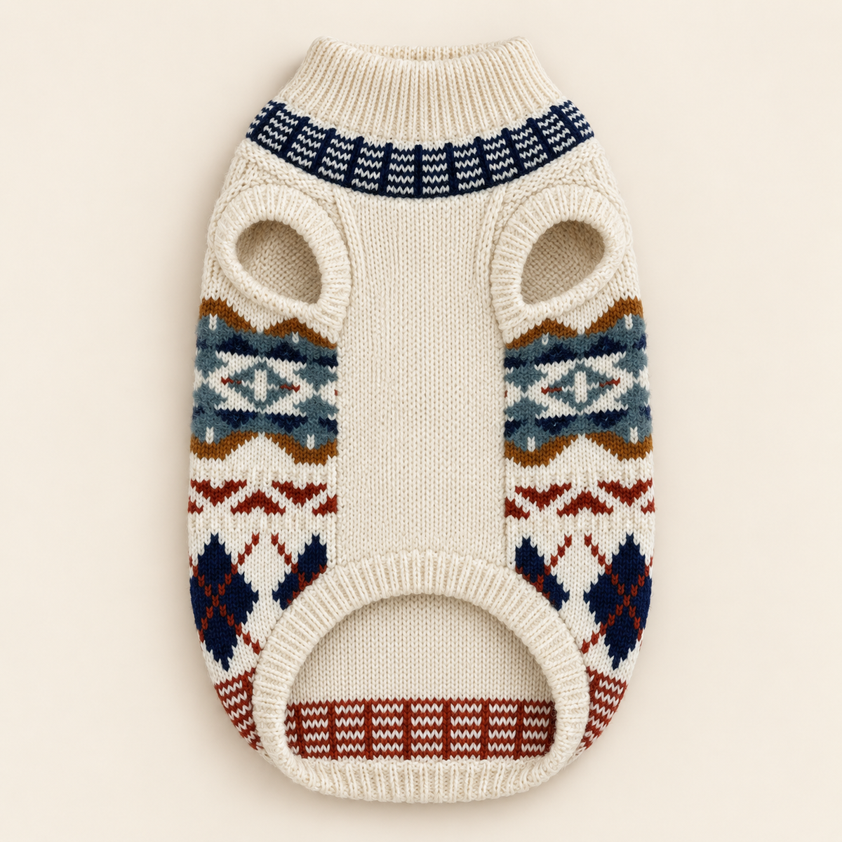 Pet Knit Jumper - Vintage Fair Isle Cream Jumper