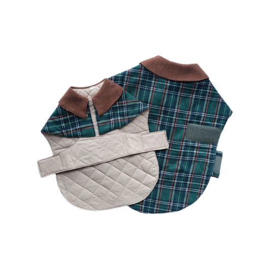 Unique Dog British Green Tartan Coat