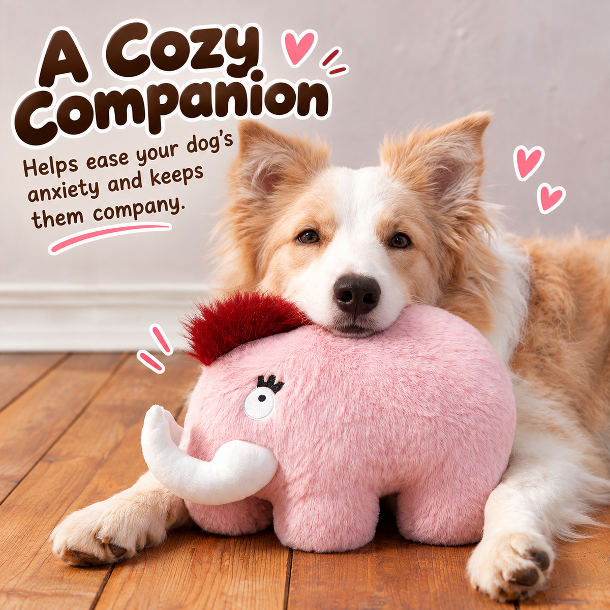 Prehistoric Play Dog Toy - Woolly Mammoth Pink