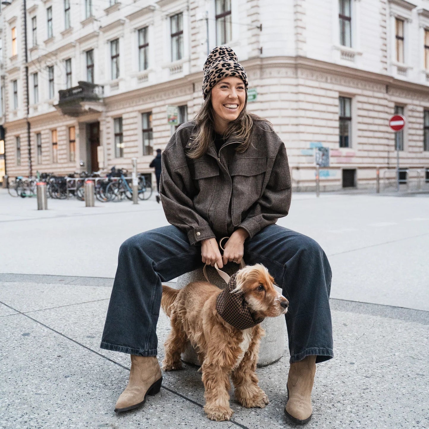 Dog Snood Waterproof Brown Checkered