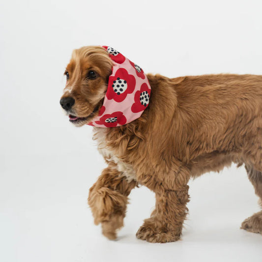 Dog Snood Red Flowers