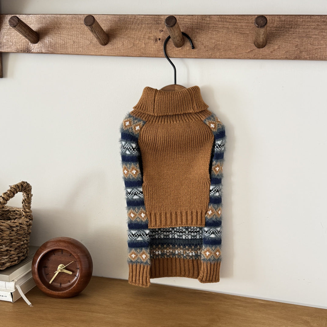 Pet Knit Jumper - Heritage Stripe Brown & Blue Jumper