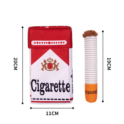 "Bad Habit" Squeaky Dog Toy – Cigarette Box Parody Plush with Chew Sticks