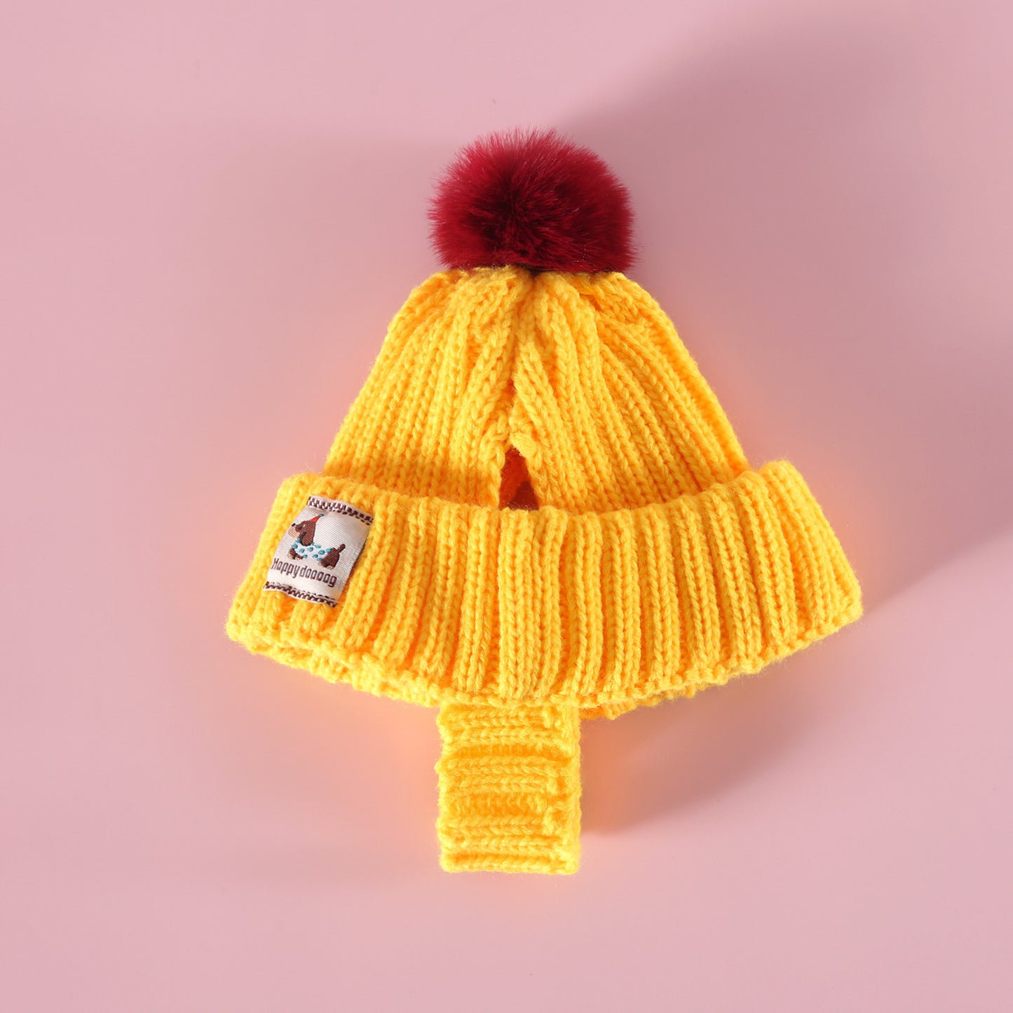 Cozy Knit Pom-Pom Dog Hat — Winter Warmth Edition