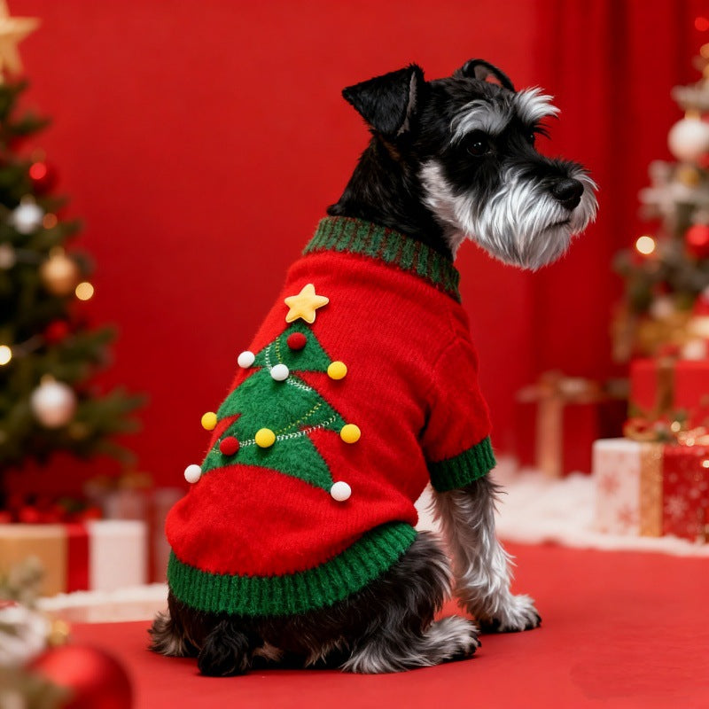 Xmas Pet Jumper - Festive Forest Red & Green Jumper