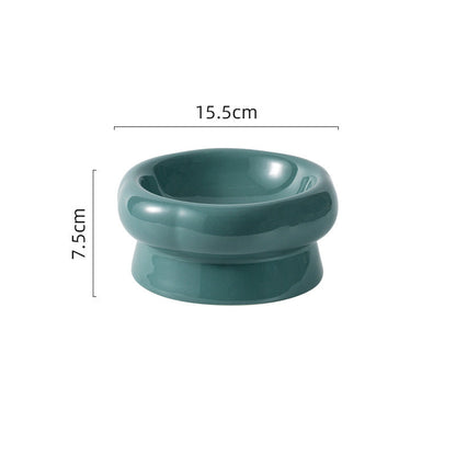 Flower Ceramic Pet Bowl – Deep Green (Low Profile)