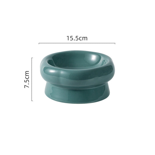 Flower Ceramic Pet Bowl – Deep Green (Low Profile)