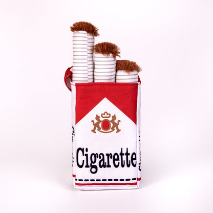 "Bad Habit" Squeaky Dog Toy – Cigarette Box Parody Plush with Chew Sticks