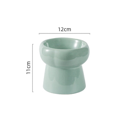 Flower Ceramic Pet Bowl – Soft Green (Raised Profile)