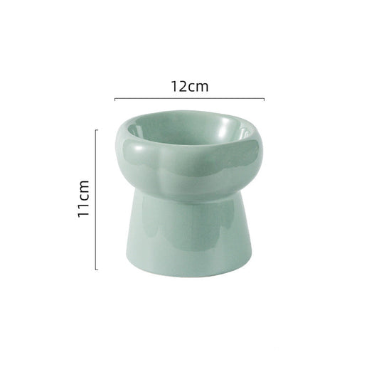 Flower Ceramic Pet Bowl – Soft Green (Raised Profile)