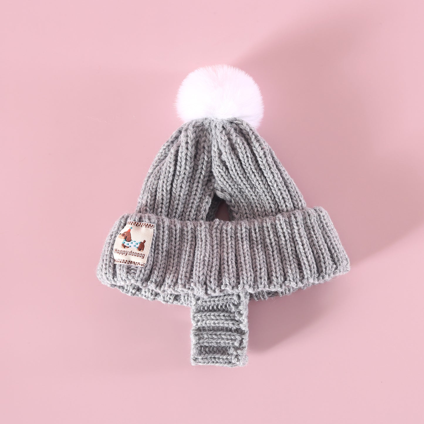 Cozy Knit Pom-Pom Dog Hat — Winter Warmth Edition