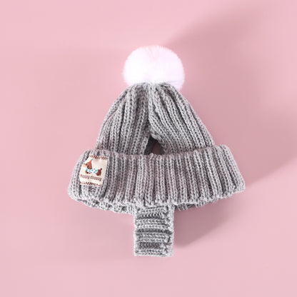 Cozy Knit Pom-Pom Dog Hat — Winter Warmth Edition