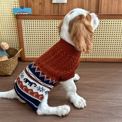 Pet Knit Jumper - Rust Nordic Bear Jumper