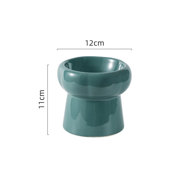 Flower Ceramic Pet Bowl – Soft Green (Raised Profile)