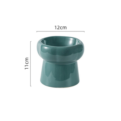 Flower Ceramic Pet Bowl – Soft Green (Raised Profile)