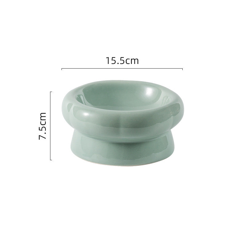 Flower Ceramic Pet Bowl – Deep Green (Low Profile)