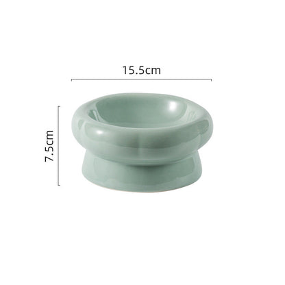 Flower Ceramic Pet Bowl – Deep Green (Low Profile)