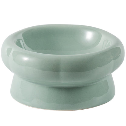 Flower Ceramic Pet Bowl – Soft Green (Low Profile)
