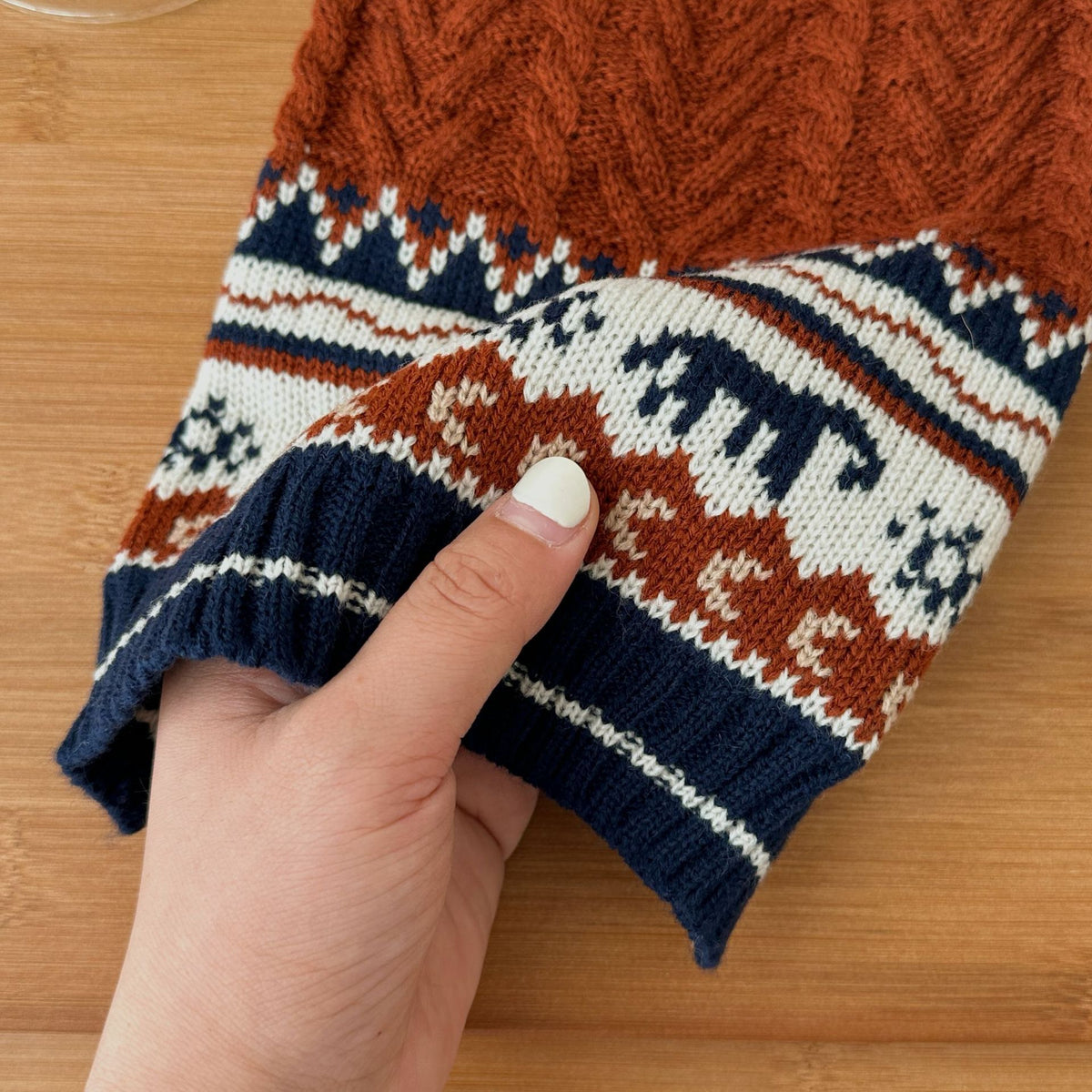Pet Knit Jumper - Rust Nordic Bear Jumper