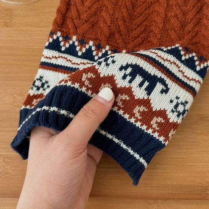 Pet Knit Jumper - Rust Nordic Bear Jumper