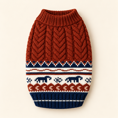Pet Knit Jumper - Rust Nordic Bear Jumper