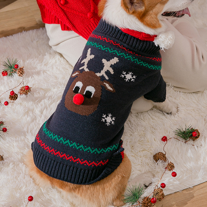 Xmas Dog Jumper - Navy Reindeer Jumper