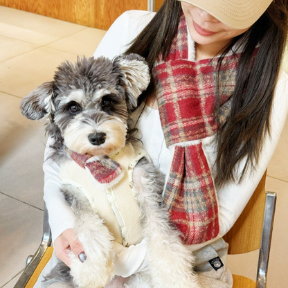 Matching Dog and Owner Winter Scarf Set – Soft Fleece Checkered Neck Warmer for Small Pets and Humans