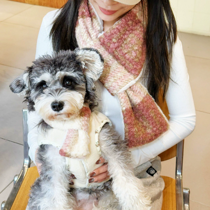 Matching Dog and Owner Winter Scarf Set – Soft Fleece Checkered Neck Warmer for Small Pets and Humans
