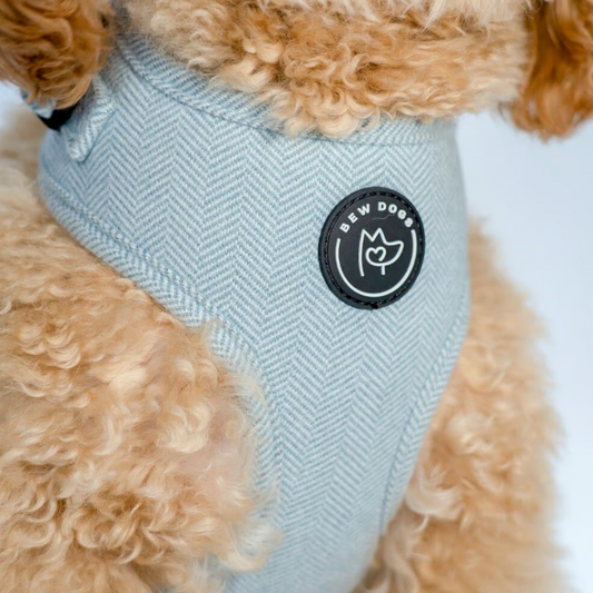 Herringbone Dog Harness - Sky Blue