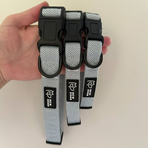 Blue Herringbone Dog Collar