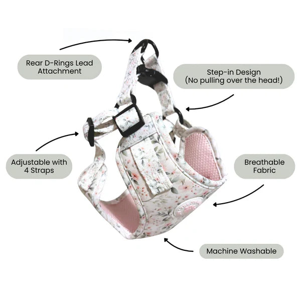 Adjustable Step-In Harness - Wild Rose