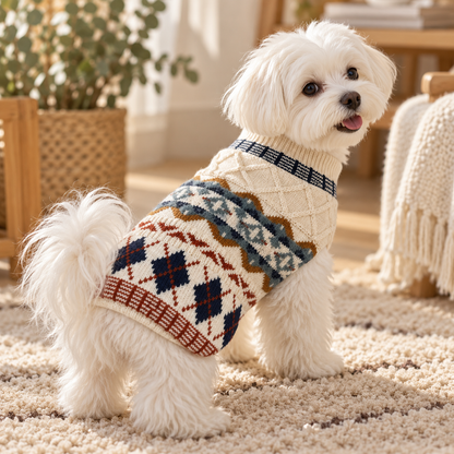 Pet Knit Jumper - Vintage Fair Isle Cream Jumper