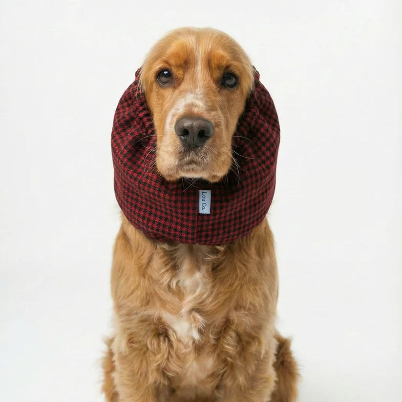 Dog Snood Waterproof Red Checkered