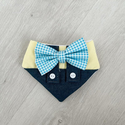 Blue Check Bow Dungarres