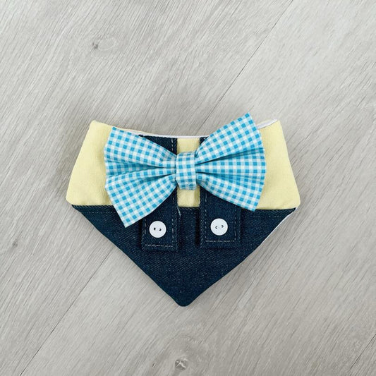 Blue Check Bow Dungarres
