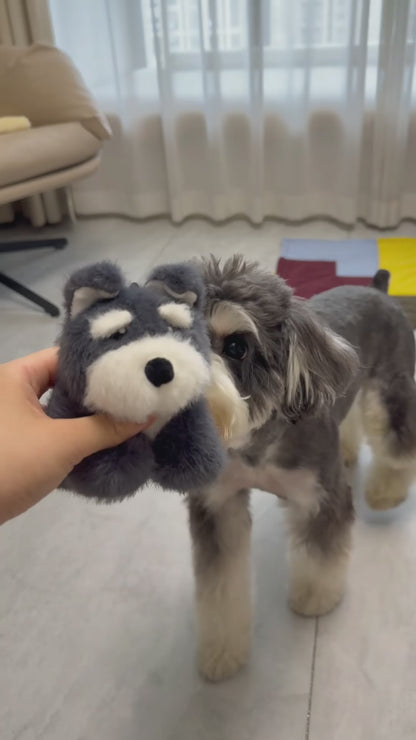 Schnauzer Washable Squeaky Dog Toy & Bag Charm